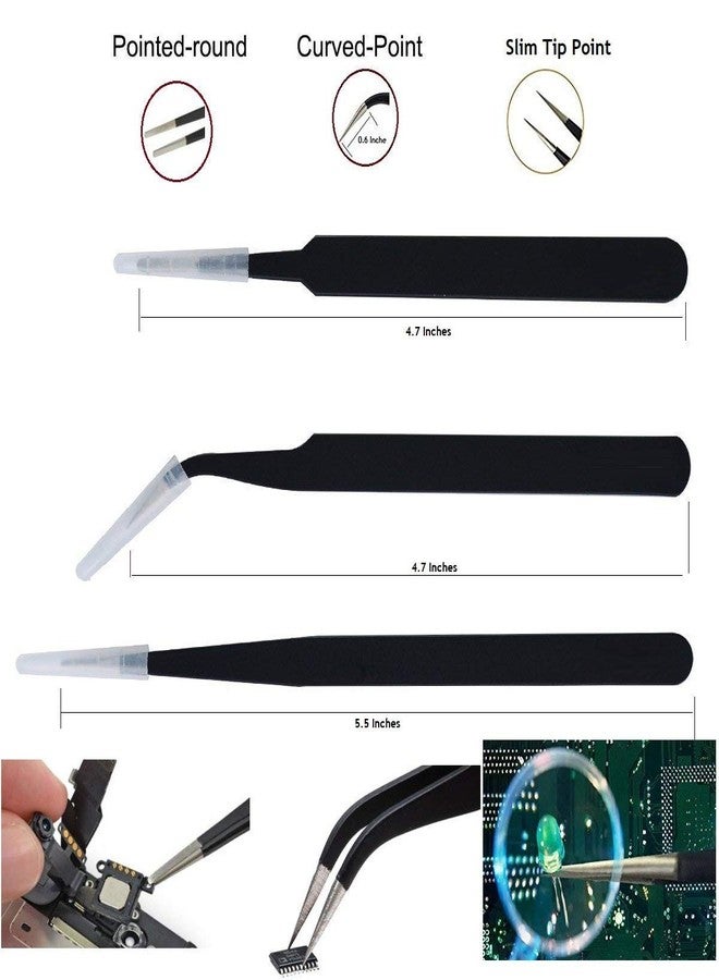 Wroughton 5 Metal Precision Screwdriver Set for Mobile Repairing With Set of 3 ESD Non-Magnetic Tweezers- Straight, Flat & Curved - Image 3